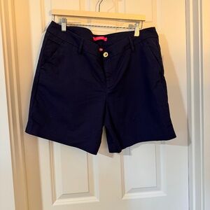 Lilly Pulitzer Shara Mid Rise Stretch Short 7" inseam True Navy sz 14 EUC